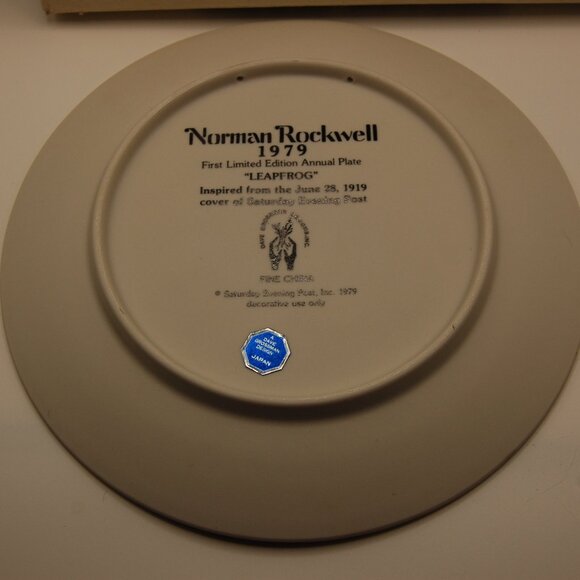 Norman Rockwell First Edition 1979 Annual Plate "Leap Frog" Limited Edition NEW - Picture 5 of 5